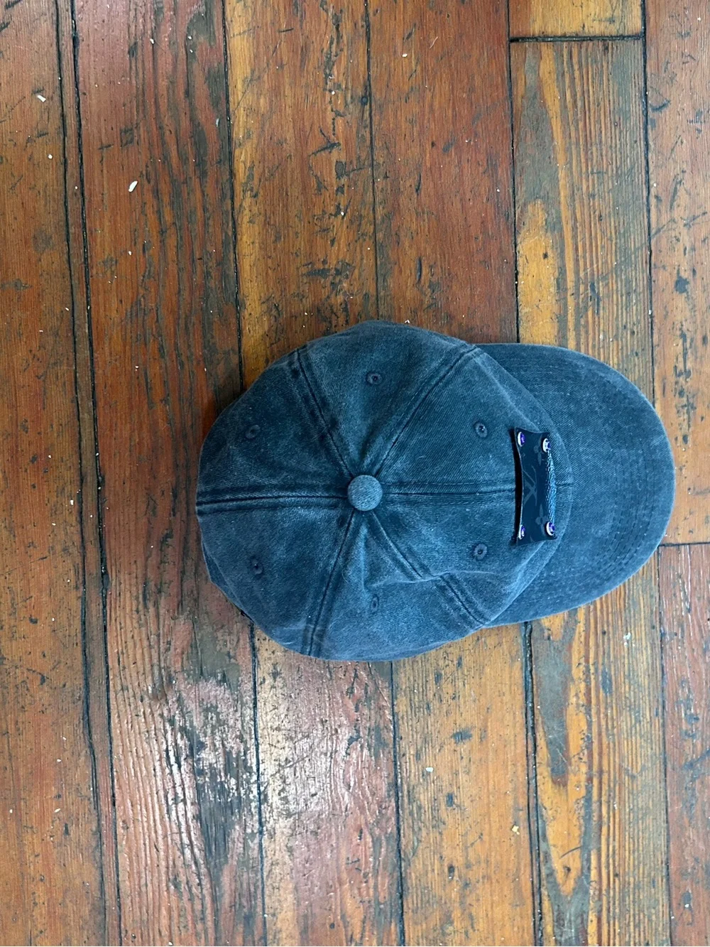 Upcycled distressed Louis Vuitton gray baseball cap Monogram Patch